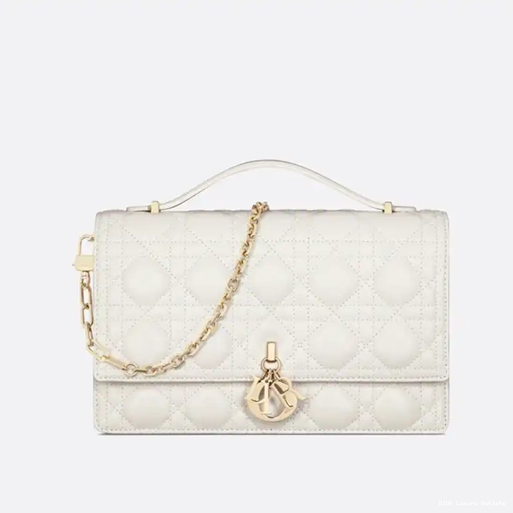 Bag Miss Small Lambskin Cannage White Top Dior Handle 0509 Luxury